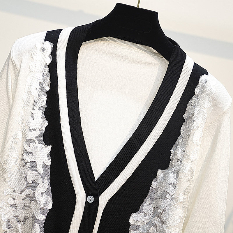 新款秋季宽松百搭v领胖mm显瘦开衫 云妃秀大码女装