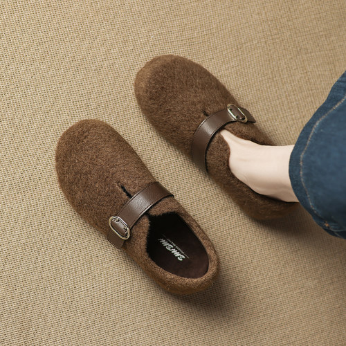 巨好看内增高勃肯鞋女秋冬加绒毛毛鞋外穿2025新款爆款玛丽珍单鞋 - 图2