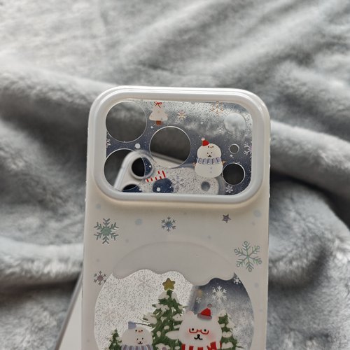 IMD卡通可爱细闪鎏金自嘲熊雪人圣诞树水晶球手机壳适用iphone17promax个性防摔苹果16亮面15趣味14创意13女 - 图3