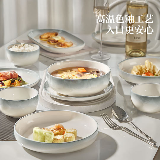 Underglaze Colored Bowls and Tableware Household Ceramic Bowls and Plate Sets