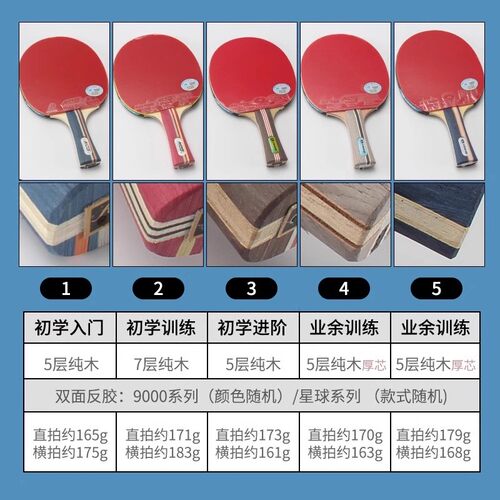银河乒乓球拍01B 02B 03B/D 04 05 06B双反胶成品拍训练球拍直横 - 图0