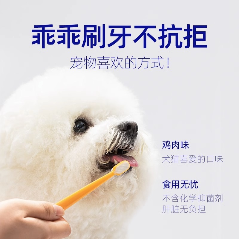 小壳牙膏狗狗猫咪刷牙口腔牙齿牙垢清洁用品可食用狗用牙刷套装 - 图0