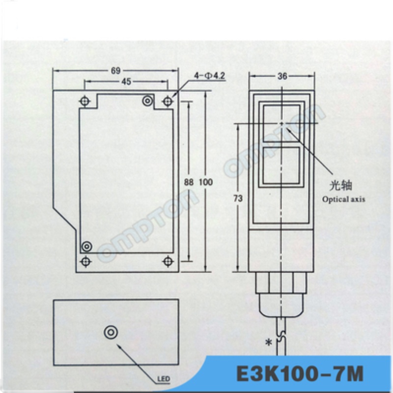 红外漫反射光电开关E3K100-7M工地自动洗车机道闸感应传感器可调 - 图2