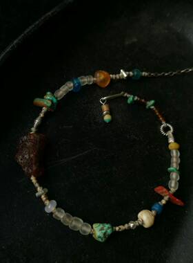 手工 复古游牧风天然出土琥珀925银项链手链小众特色