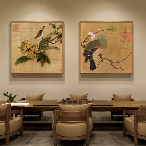 中国风茶室挂画书房装饰画国画花鸟客厅茶文化禅意壁画入户玄关画 - 图0