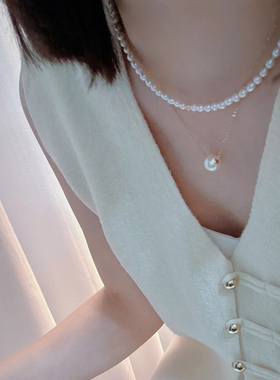 转运路路通珍珠项链女吊坠正圆天然淡水真珍珠颈链诸暨珍珠锁骨链