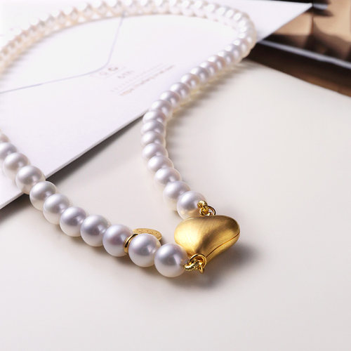 现货情人节礼物T家爱心磁吸扣18k金海水珍珠项链akoya颈链串珠链 - 图0
