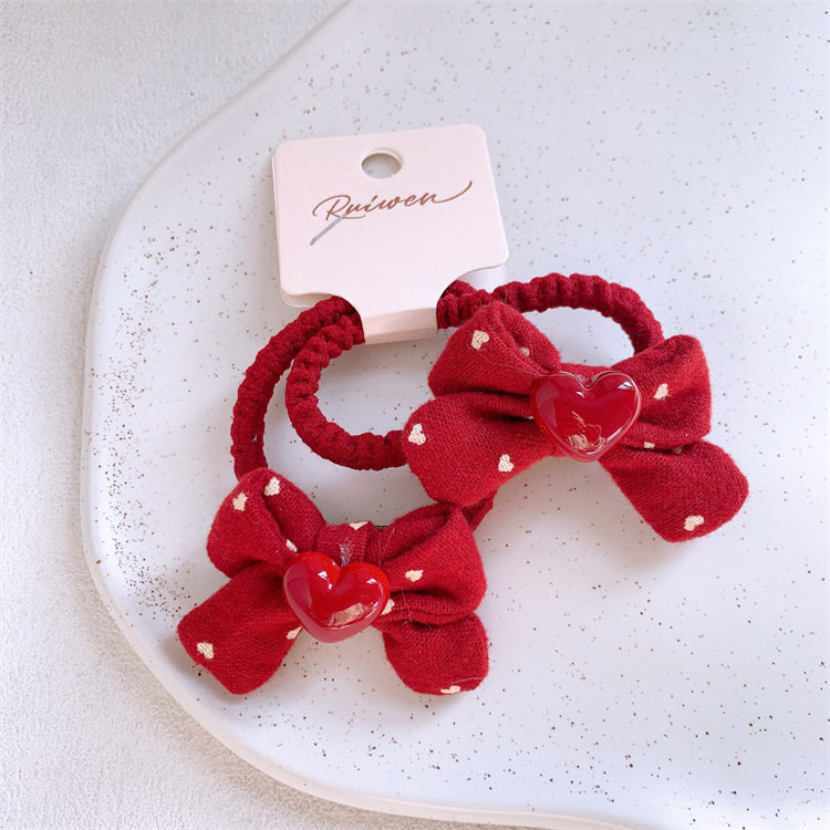 新年红色格纹蝴蝶结儿童发圈女孩扎头发皮筋发绳宝宝对装头绳发饰,淘宝优惠券,粉丝福利购,淘宝优惠卷
