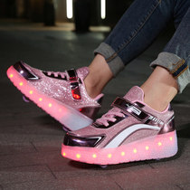 Child Storm Walking Shoes Double Wheels With Lights Charge Discoloration Soundnet Red Wheel Shoes Can Walk Two Wheels Single Wheels Shoes