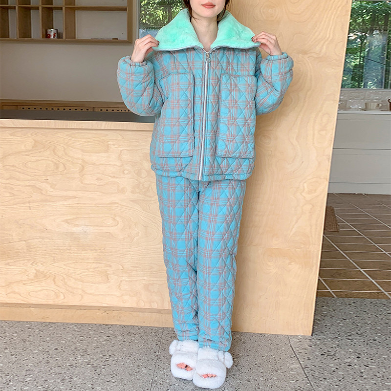 睡衣女宫廷风法兰绒冬季三层夹棉加绒加厚珊瑚绒可外穿家居服套装,淘宝优惠券,粉丝福利购,淘宝优惠卷