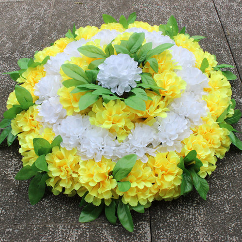 祭祀清明花扫墓花60厘米仿真菊花圈陵园公墓碑花殡仪白事塑料花圈 - 图1