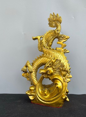 铜龙摆件龙神座青龙汉龙五爪十二生肖龙吸水龙家居饰品摆件