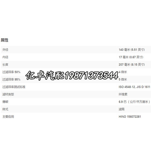 S1560-72281/72280 15607-2150/2280/2281 P502390 MD-799机滤芯-图2