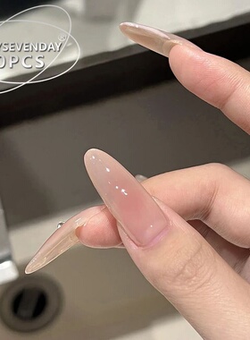 爆款穿戴甲纯欲风高级感手工美甲片法式白边水钻渐变假指甲片30