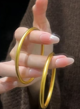 古法匠心素圈黄金手镯 传承经典实心沙金镯圈住圆满送爱人礼物