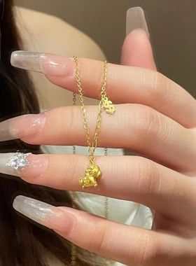 马上有钱黄金项链百搭显瘦锁骨链不掉色爆款送女友本命年招财礼物