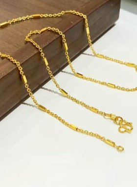 爆款24K黄金 O 字链节节素链 百搭锁骨链 越南沙金高级素链不掉色