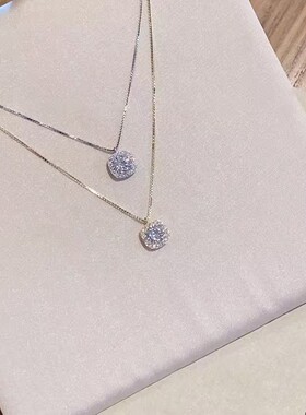 新款方钻925银项链女时尚轻奢设计高级感锆石锁骨链