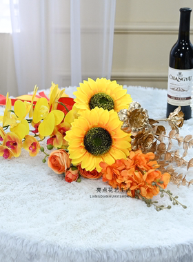 高档婚庆仿真花绑花门把手椅背花