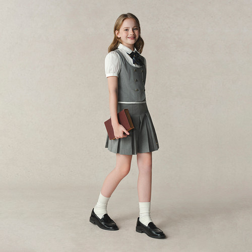 【藤校少女】eland kids衣恋童装女童套装夏季演出礼服短袖短裙 - 图1