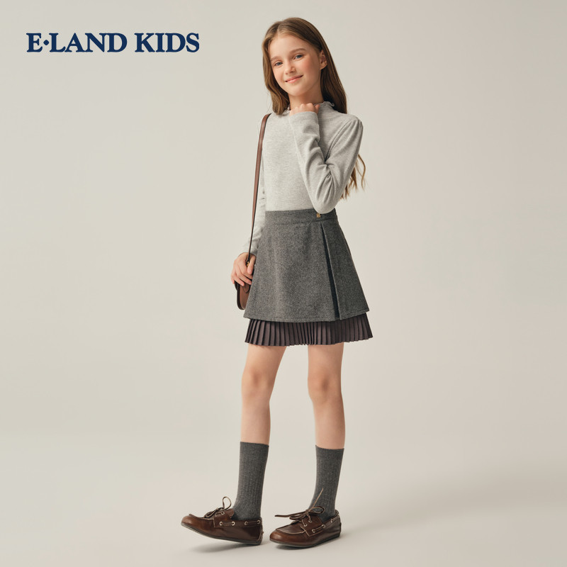 【32%绵羊毛】eland kids衣恋童装女童半身裙25年冬季新百褶短裙,淘宝优惠券,粉丝福利购,淘宝优惠卷