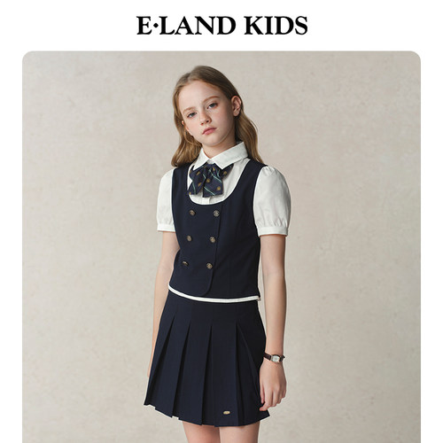 【藤校少女】eland kids衣恋童装女童套装夏季演出礼服短袖短裙 - 图2