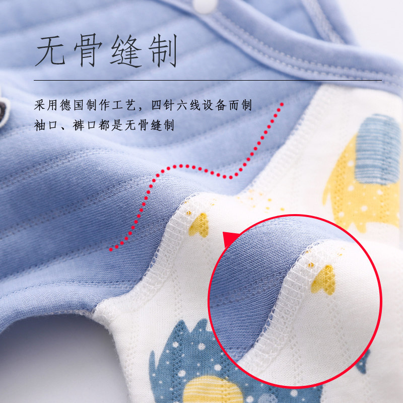 连体衣冬装纯棉夹棉秋冬新生儿睡衣 贝媚尔母婴连身衣/爬服/哈衣