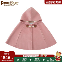 Pawn Paw Little Bear Boy Clothing 2023 Autumn Winter New Baby Boy Cloak Cloak Coat Female Baby Big Coat Cotton Wool