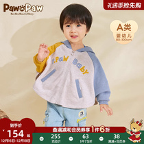 Pawn Paw Cartoon Little Bear Boy Clothing 2023 Spring Mens Baby Full Cotton Crash Color Printed Cape Jacket