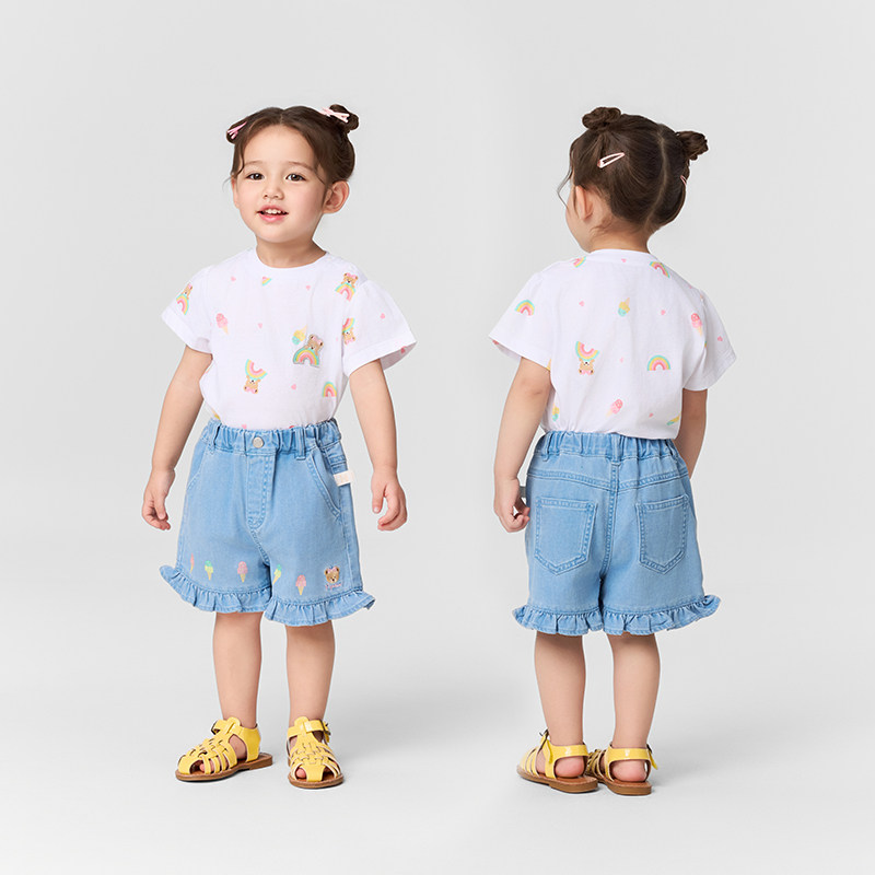 PawinPaw卡通小熊童装春夏女宝宝牛仔短裤,淘宝优惠券,粉丝福利购,淘宝优惠卷