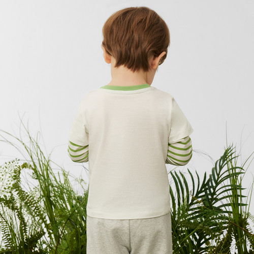 PawinPaw卡通小熊童装26年春夏季新款男宝宝圆领假两件T恤宽松 - 图3