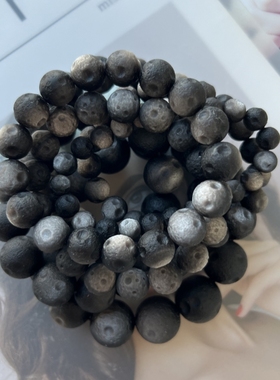 天然银曜石能量陨石水晶情侣饰品