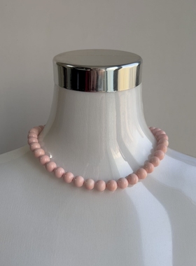 天然七宝海洋宝石粉贝锁骨项链