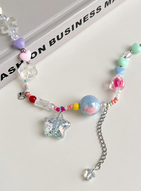 彩色多巴胺串珠项链星星