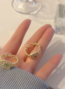 麻将戒指女红中时尚食指戒