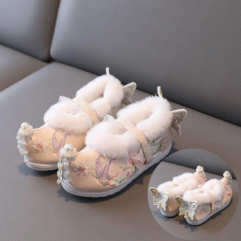 冬季新款古装儿童汉服鞋女童宝宝国风绣花鞋加绒虎头棉鞋拜年鞋红,淘宝优惠券,粉丝福利购,淘宝优惠卷