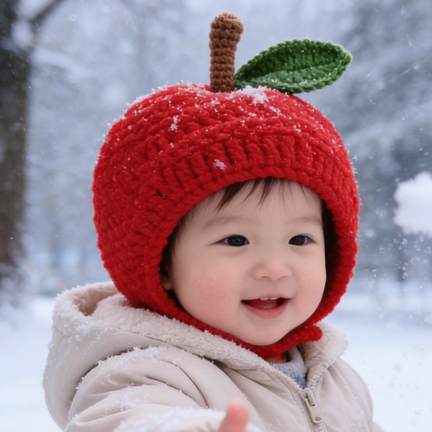 婴儿护耳帽宝宝可爱苹果帽秋冬儿童红色圣诞喜庆保暖成品包头帽子,淘宝优惠券,粉丝福利购,淘宝优惠卷