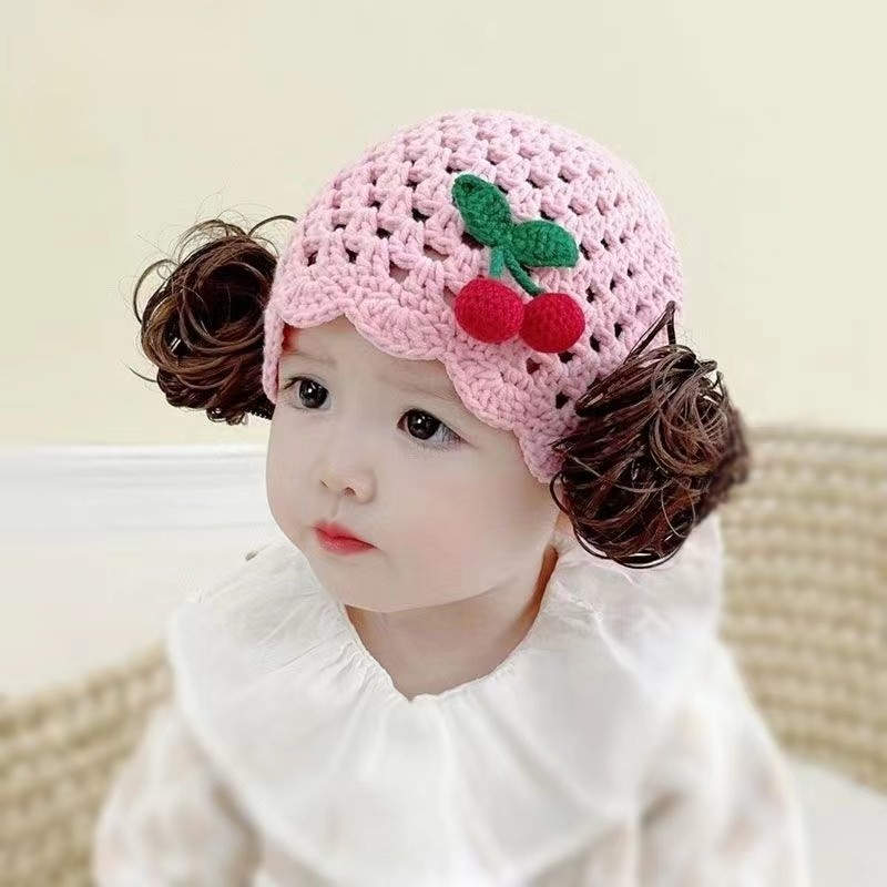 ins韩国秋冬款婴儿帽可爱超萌女童搞怪假发辫子宝宝毛线帽针织帽,淘宝优惠券,粉丝福利购,淘宝优惠卷