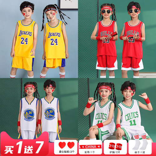 儿童篮球服套装男女宝宝运动背心小孩比赛训练服科比24号球衣短袖 - 图1