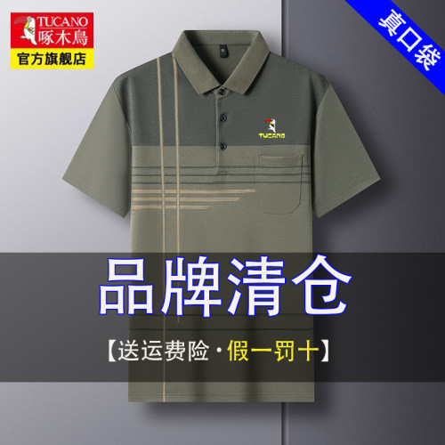 啄木鸟男士短袖t恤中年爸爸夏装真口袋2026年新款冰丝半袖polo衫 - 图2