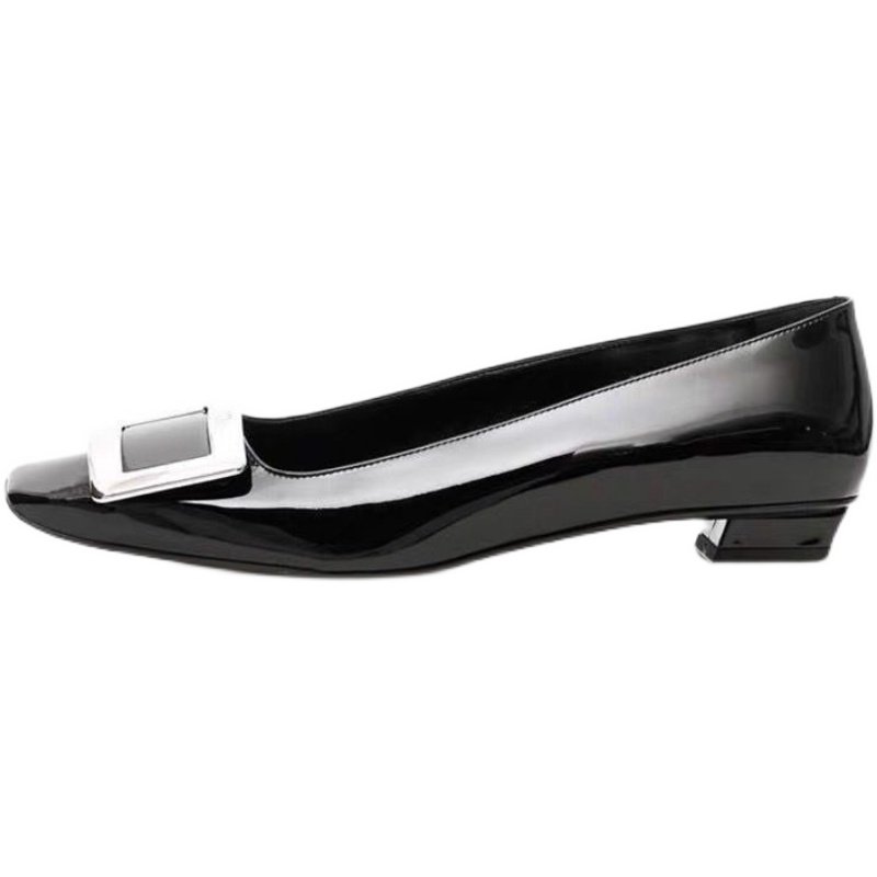 2025年春秋新款低跟百搭金属方扣粗跟漆皮平底方头工作鞋通勤单鞋,淘宝优惠券,粉丝福利购,淘宝优惠卷