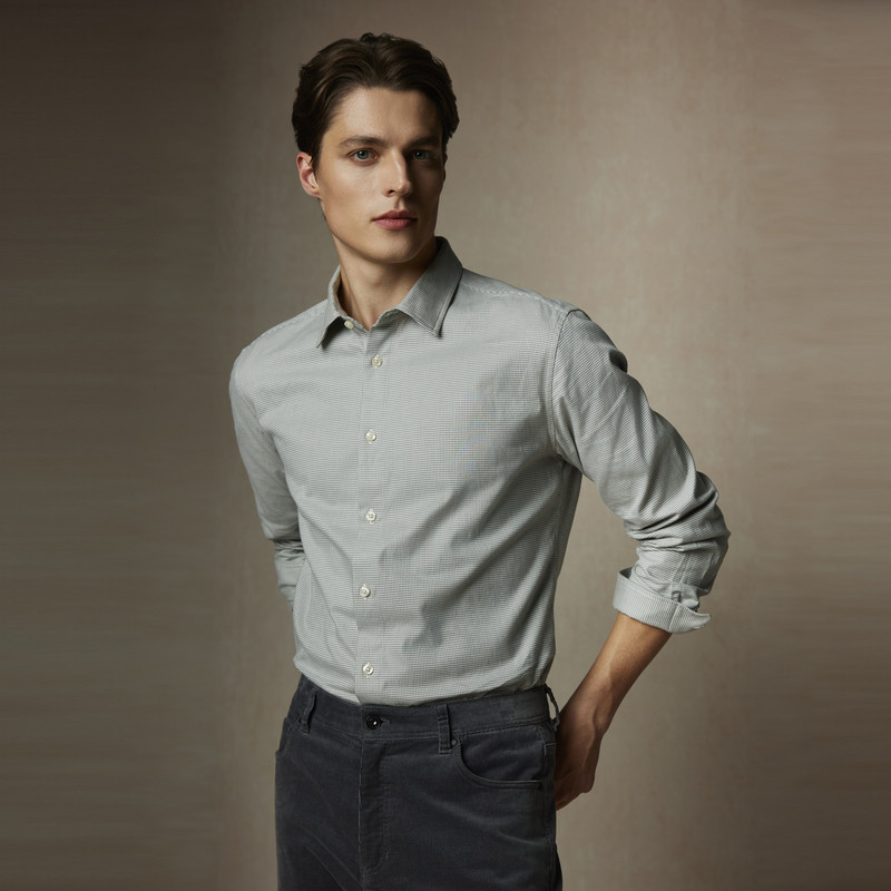 【新疆棉】SCOFIELD男士24年秋季新款千鸟格时尚休闲商务长袖衬衫