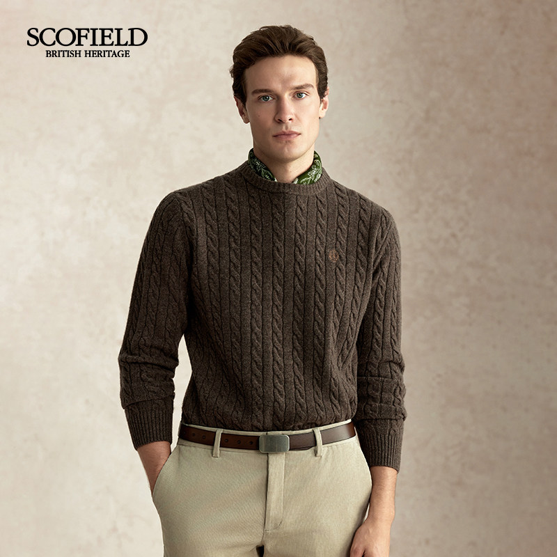 SCOFIELDSCOFIELD男装25年秋冬新品长袖圆领绞花针织衫毛衣,淘宝优惠券,粉丝福利购,淘宝优惠卷