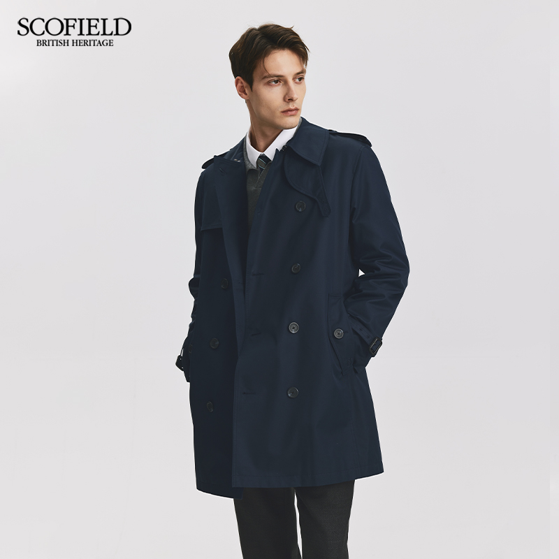 SCOFIELD23新款男春秋时尚商务休闲舒适潮流纯色双排扣风衣外套 - 图2