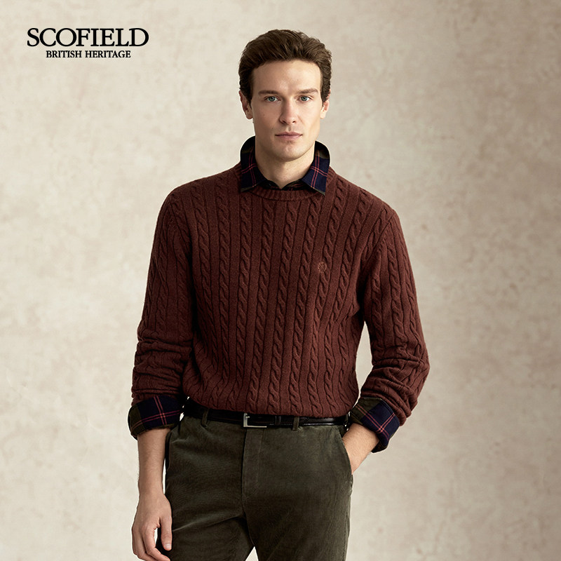 SCOFIELDSCOFIELD男装25年秋冬新品长袖圆领绞花针织衫毛衣,淘宝优惠券,粉丝福利购,淘宝优惠卷