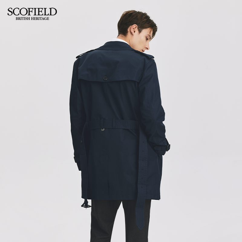 SCOFIELD23新款男春秋时尚商务休闲舒适潮流纯色双排扣风衣外套 - 图3