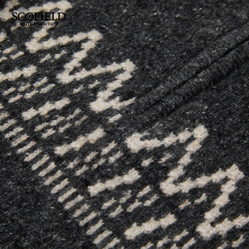 【羊毛混纺】SCOFIELD男装25年秋冬新品提花图案拉链高领长袖毛衫,淘宝优惠券,粉丝福利购,淘宝优惠卷