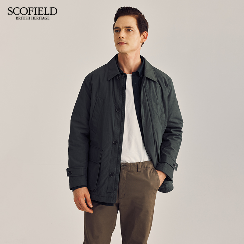 SCOFIELD男士24年春季新款商务休闲简约通勤保暖舒适棉服外套