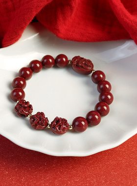 2025蛇年本命年朱砂手串女三合六合福运珠普贤菩萨本命佛手链男