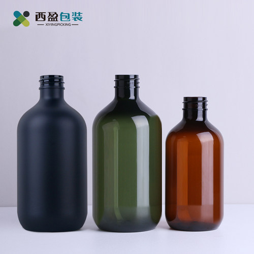 西盈现货 500ml茶色PET瓶 洗发水沐浴露按压瓶 300ml洗手液空瓶SZ - 图1